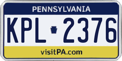 PA license plate KPL2376