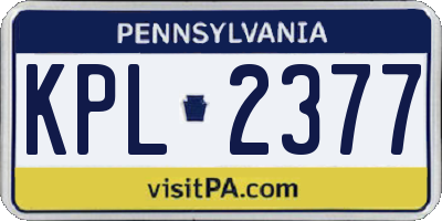 PA license plate KPL2377