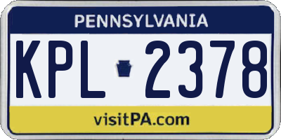 PA license plate KPL2378