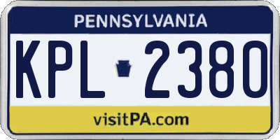 PA license plate KPL2380