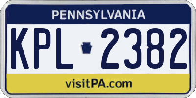 PA license plate KPL2382