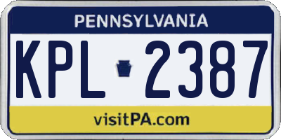 PA license plate KPL2387