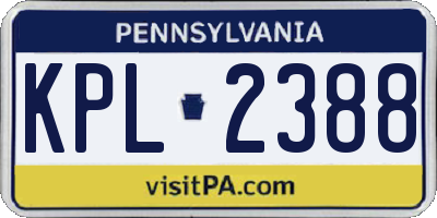 PA license plate KPL2388