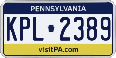 PA license plate KPL2389