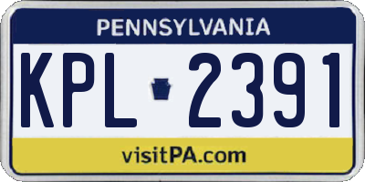 PA license plate KPL2391