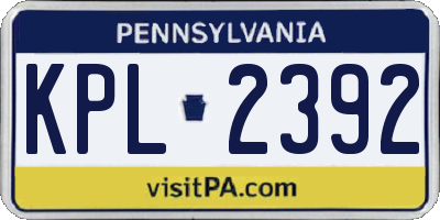 PA license plate KPL2392