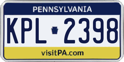 PA license plate KPL2398
