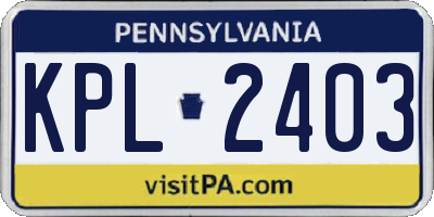 PA license plate KPL2403