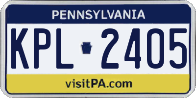 PA license plate KPL2405