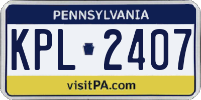 PA license plate KPL2407