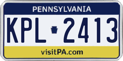 PA license plate KPL2413