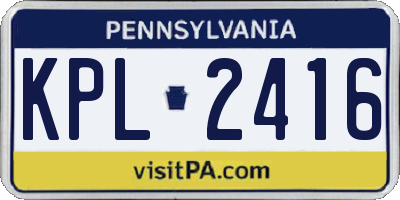 PA license plate KPL2416