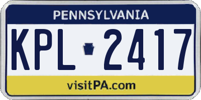 PA license plate KPL2417