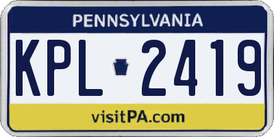 PA license plate KPL2419