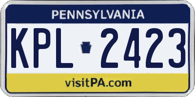 PA license plate KPL2423