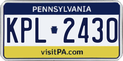 PA license plate KPL2430