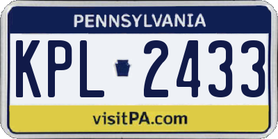 PA license plate KPL2433