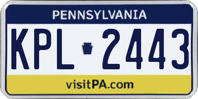 PA license plate KPL2443