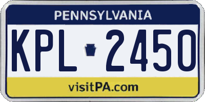 PA license plate KPL2450
