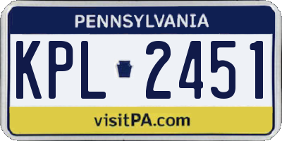 PA license plate KPL2451