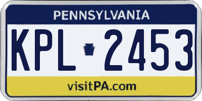 PA license plate KPL2453