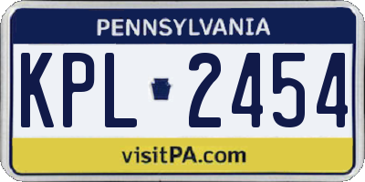 PA license plate KPL2454