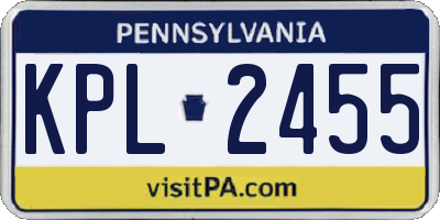 PA license plate KPL2455