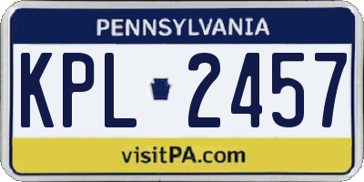 PA license plate KPL2457