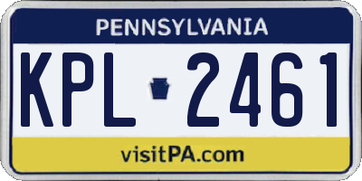PA license plate KPL2461