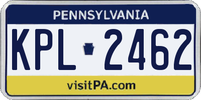 PA license plate KPL2462