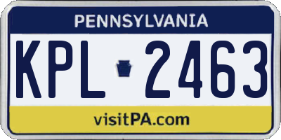 PA license plate KPL2463