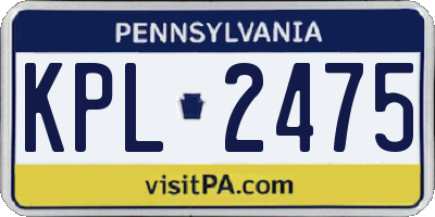 PA license plate KPL2475