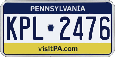 PA license plate KPL2476