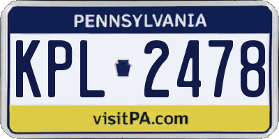 PA license plate KPL2478