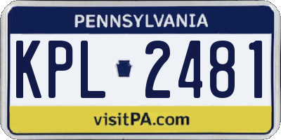 PA license plate KPL2481