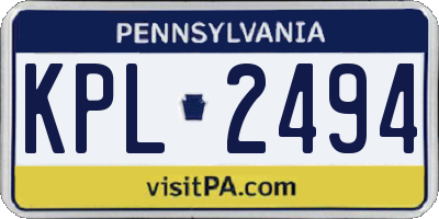 PA license plate KPL2494
