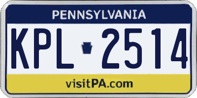 PA license plate KPL2514