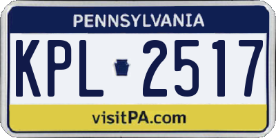 PA license plate KPL2517