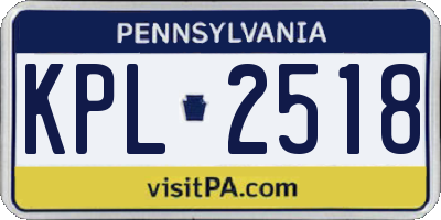 PA license plate KPL2518