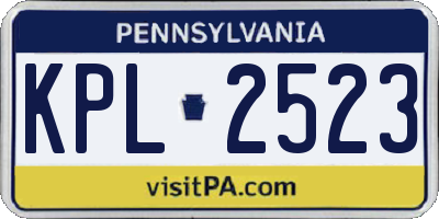 PA license plate KPL2523