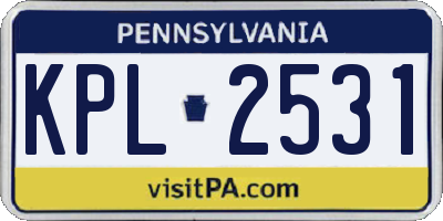 PA license plate KPL2531