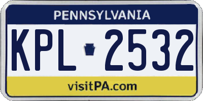 PA license plate KPL2532
