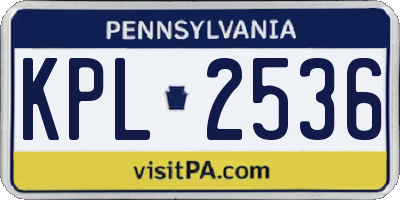 PA license plate KPL2536