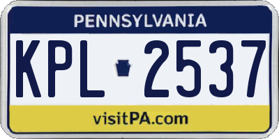 PA license plate KPL2537