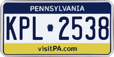 PA license plate KPL2538
