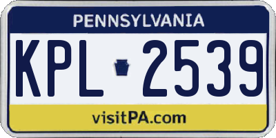 PA license plate KPL2539