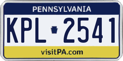PA license plate KPL2541