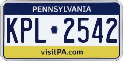 PA license plate KPL2542