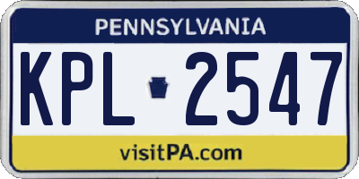 PA license plate KPL2547