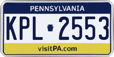 PA license plate KPL2553